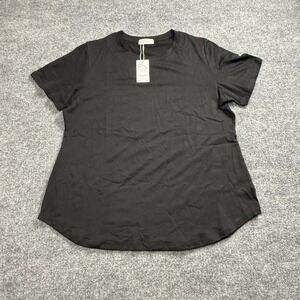 MOSHU Crew Neck T Shirt Large NWT Black Heathered Short Sleeve Casual Top